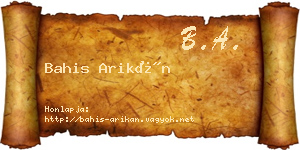 Bahis Arikán névjegykártya